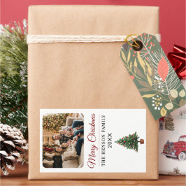 Adesivo Retangular Personalized Christmas Tree Family Photo 