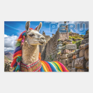 Adesivo Retangular Peru Llama