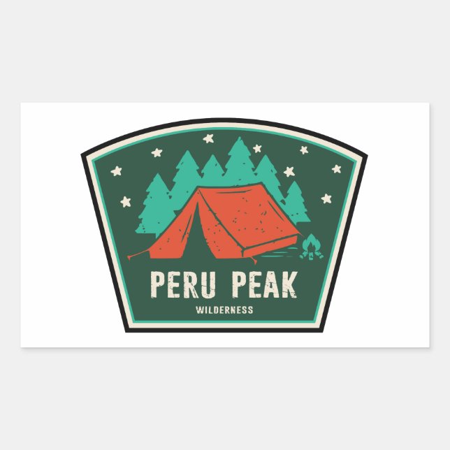 Adesivo Retangular Peru Peak Wilderness Vermont Acampamento (Frente)