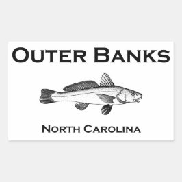 Adesivo Retangular Pesca de Surfs da Carolina do Norte