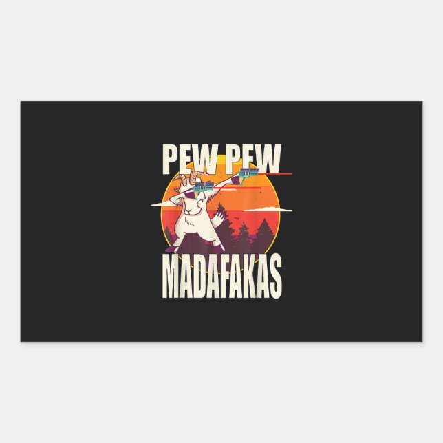Adesivo Retangular Pew Pew Madafakas Pew Pew Madafakas Goat (Frente)