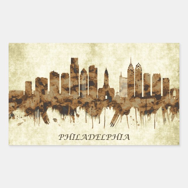 Adesivo Retangular Philadelphia Pensilvânia Cityscape (Frente)