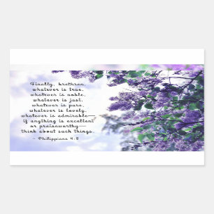 Adesivo Retangular Philippians 4:8 O que quer que seja Verso da Bíbli