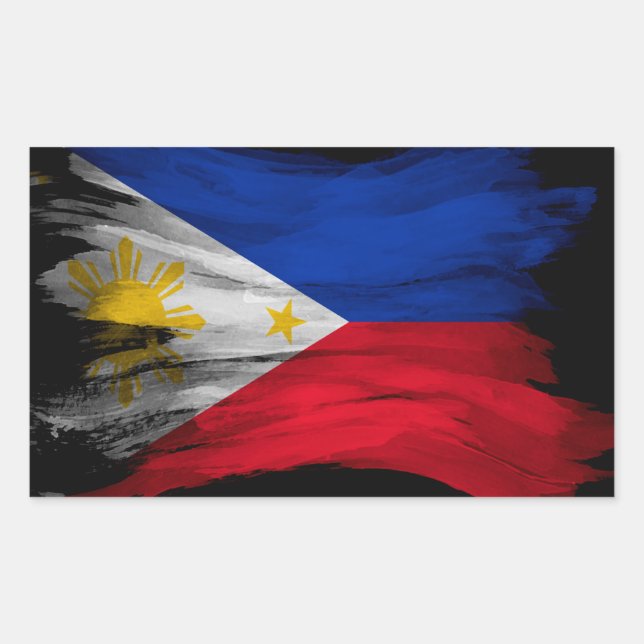 Adesivo Retangular Philippines flag brush stroke, national flag (Frente)