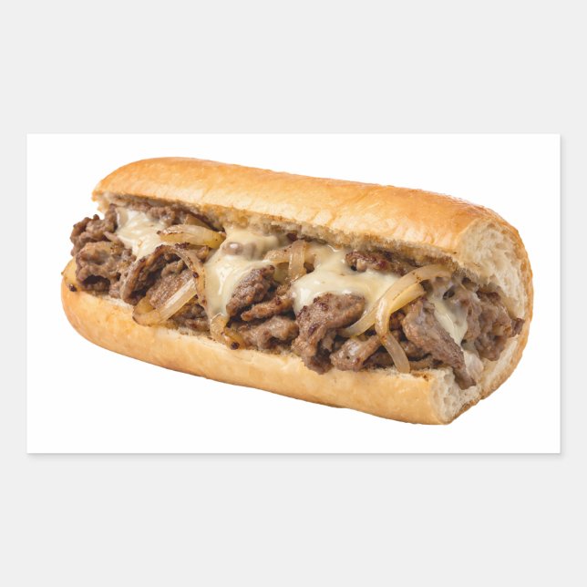 Adesivo Retangular Philly Cheesesteak no Branco (Frente)