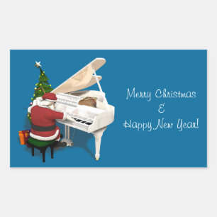 Adesivo Retangular Pianista Papai Noel