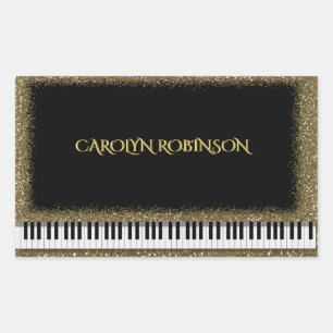Adesivo Retangular Piano Considerando Dourado Faux Glitter Sticker
