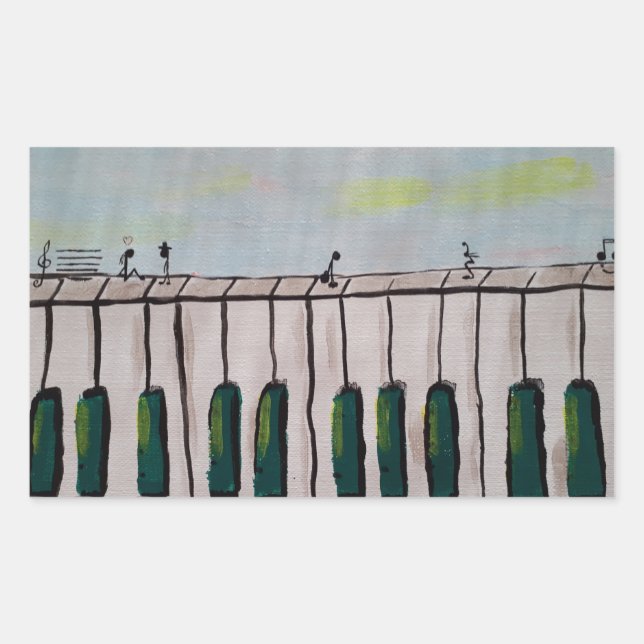 Adesivo Retangular Piano Pessoas Sticker (Frente)