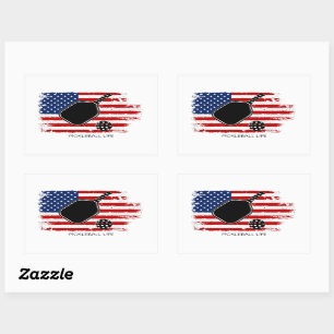 Adesivo Retangular Pickleball Personalizado de Bandeira Americana Pat