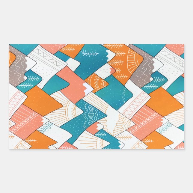 Adesivo Retangular Picos de Montanha Viagem do Mundo de Acampamento d (Frente)