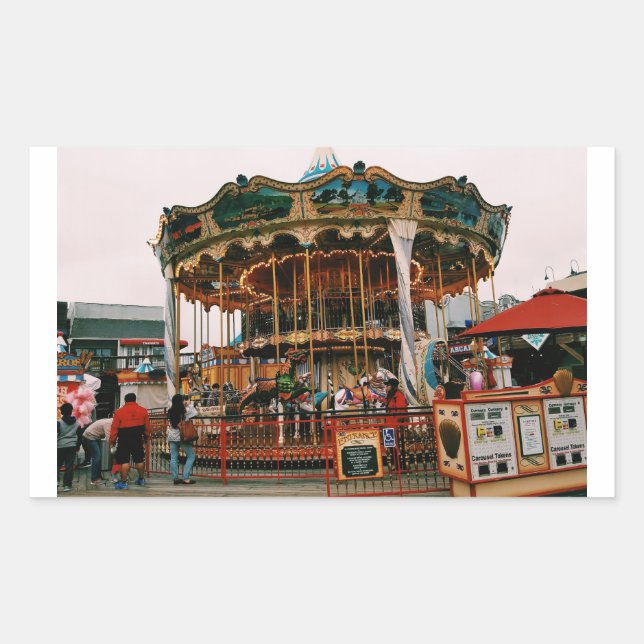 Adesivo Retangular Pier 39 San Francisco, California Carousel Sticker (Frente)