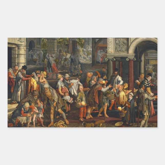 Adesivo Retangular Pieter Aertsen - Deeds Cristãos de Compaixões (Frente)