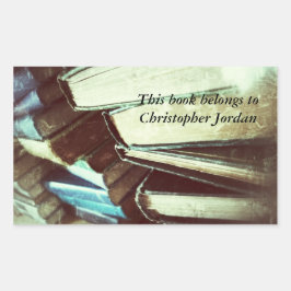 Adesivo Retangular pilha de livros antigos autocolantes