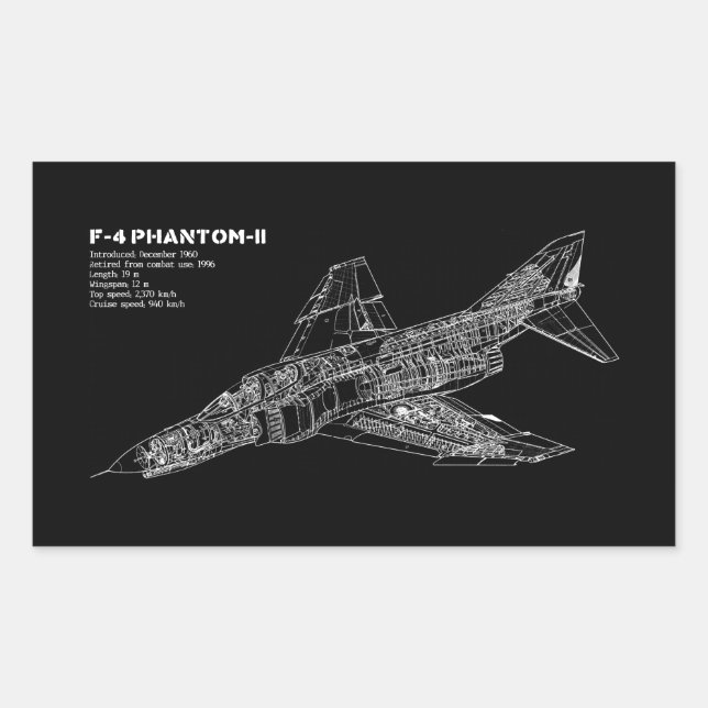 Adesivo Retangular Piloto Phantom Fighter Jet (Aeronave Supersônica) (Frente)