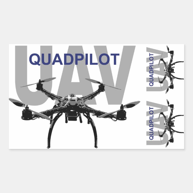 Adesivo Retangular Piloto quadpiloto UAV Quadcopter (Frente)