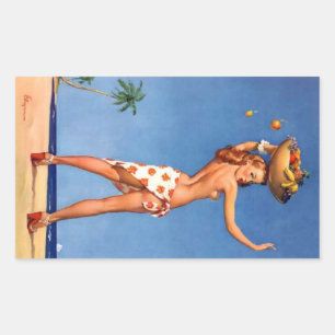 Adesivo Retangular Pin Tropical Girl Up