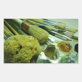 Adesivo Retangular Pincéis e Pintura