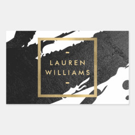 Adesivo Retangular Pinceladas Abstratas em Tinta Preta