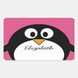 Adesivo Retangular pinguim bonito dos desenhos animados com fundo