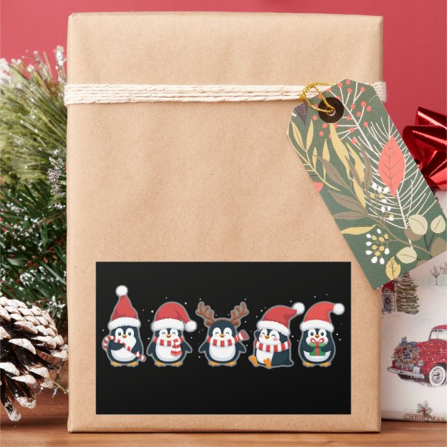 Adesivo Retangular Pinguim Feliz Natal Pólo Norte Feriado Animal  (Feriado)