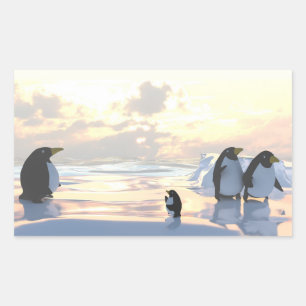 Adesivo Retangular pinguins relaxando em uma placa de gelo