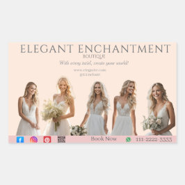 Adesivo Retangular Pink Bridal Bliss Celebrate Love Happiness Wedding