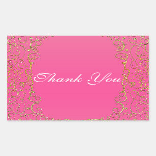 Adesivo Retangular Pink e Dourado Castelo Fada Fale Princesa Favor da