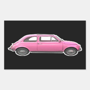 Adesivo Retangular Pink Fiat 500 Cinquecento vintage 1960