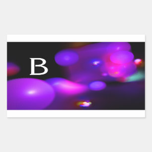 ADESIVO RETANGULAR PINK FUCHSIA PURPLE BLACK FRACTAL BUBBLES MONOGRAM