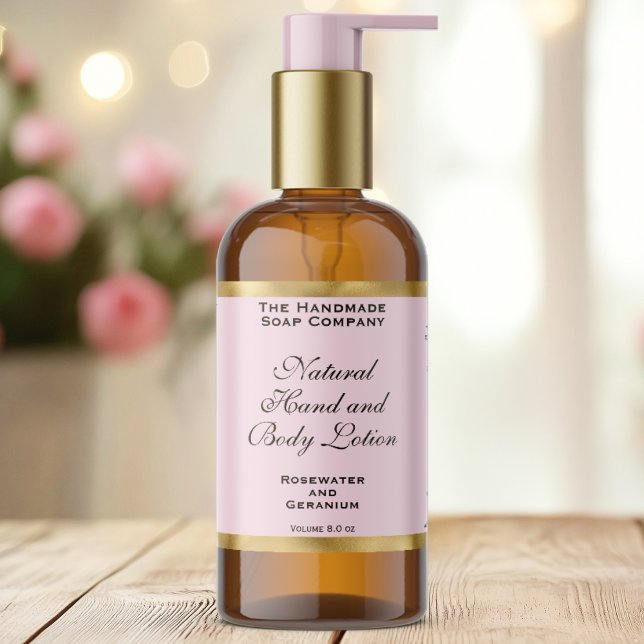 Adesivo Retangular Pink & Gold Foil Cosmetics Bottle Label (Criador carregado)
