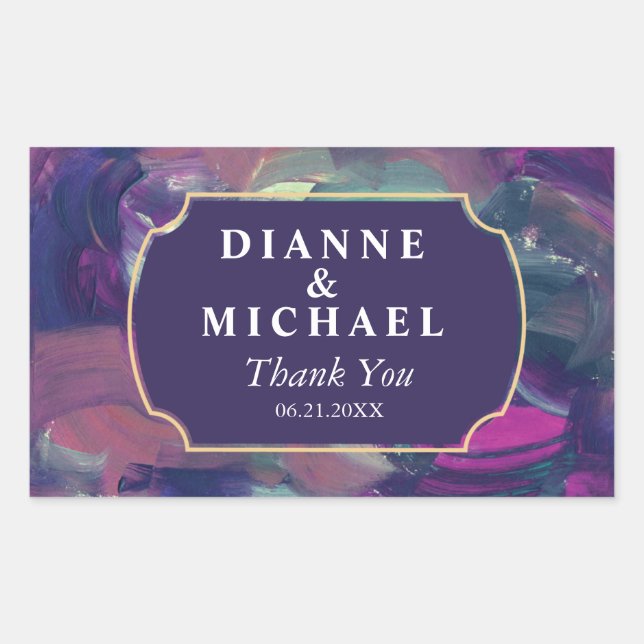 Adesivo Retangular Pintura acrílica em negrito Salvar a Data (Frente)