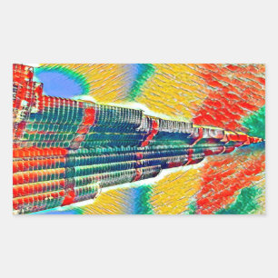 Adesivo Retangular Pintura colorida Burj Khalifa Colorida