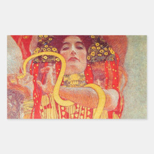 Adesivo Retangular Pintura da Mulher Vermelha com Cobra de Ouro de Gu