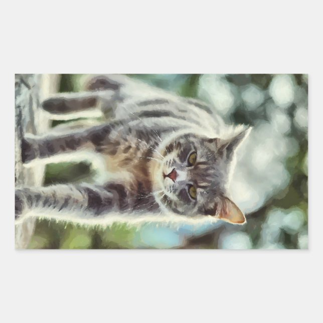 Adesivo Retangular Pintura de gatos (Frente)