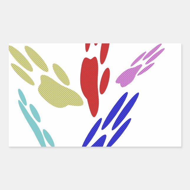 Adesivo Retangular Pintura De Pata De Cachorro Com Bolinhas (Frente)