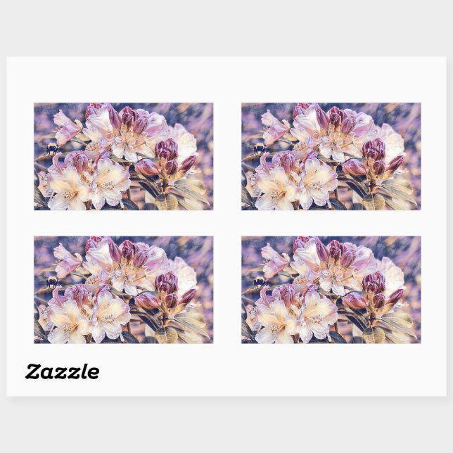 Adesivo Retangular Pintura em aquarela de brã de flor roxa (Folha)