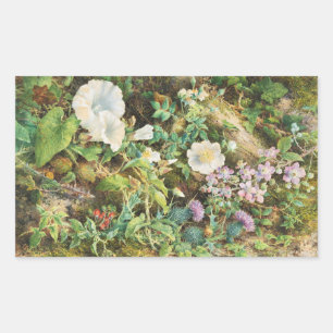 Adesivo Retangular Pintura floral de petúnias vintage bonitas
