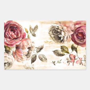 Adesivo Retangular Pintura floral do Victorian bonito