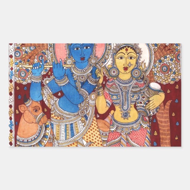 ADESIVO RETANGULAR PINTURA KALAMKARI RADHA KRISHNA (Frente)