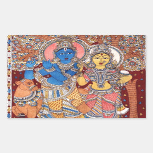 ADESIVO RETANGULAR PINTURA KALAMKARI RADHA KRISHNA
