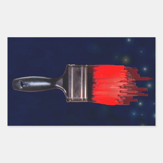 Adesivo Retangular pintura vermelha da cidade (Frente)