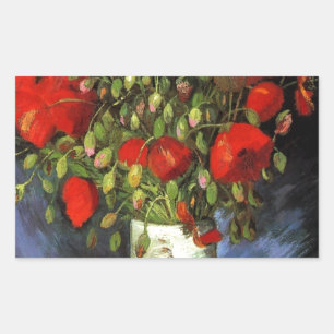 Adesivo Retangular Pintura Vintage Van Gogh Flores Vaso em Flor