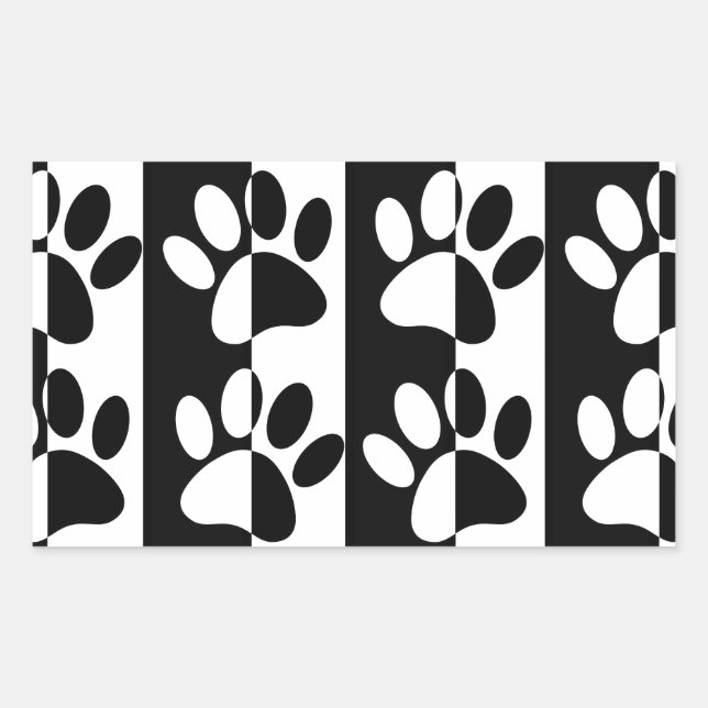 Adesivo Retangular Pinturas E Estrias De Cães Pretos E Brancos (Frente)