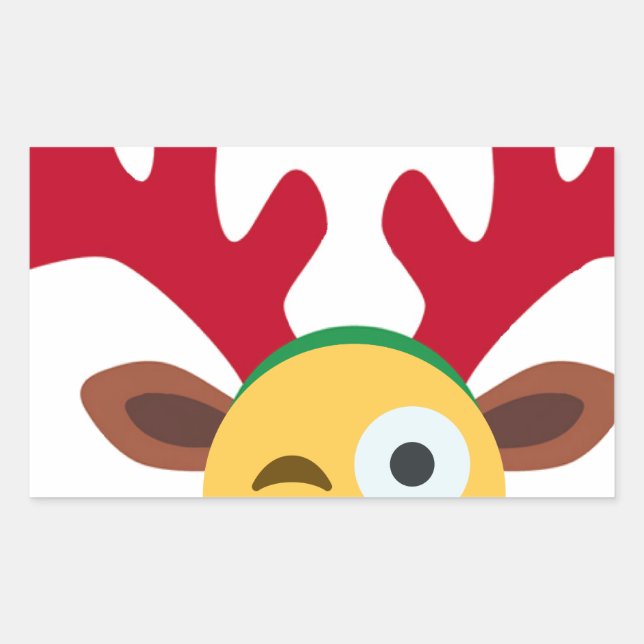 Adesivo Retangular piscar os olhos emoji de renas do xmas (Frente)