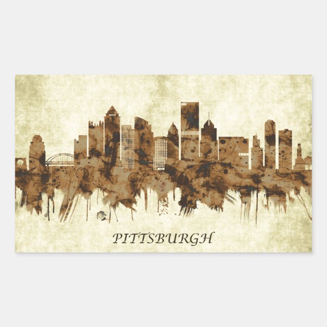 Adesivo Retangular Pittsburgh Pensilvânia Cityscape (Frente)