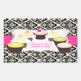 Adesivo Retangular PixDezines diy cores, cupcake+olivia damasco
