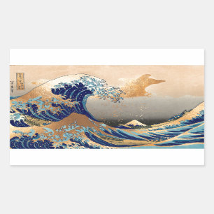 Adesivo Retangular PixDezines Vintage, Excelente Wave, Hokusai 葛 