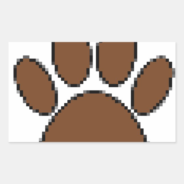 Adesivo Retangular Pixel Dog Paw Print (Frente)