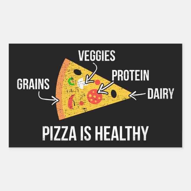 Adesivo Retangular Pizza É Saudável - Carbs - Malhação Novelty Engraç (Frente)