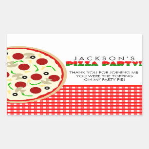 Adesivo Retangular Pizza Party Favor Stickers